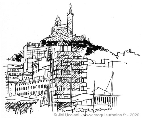 Vue de Notre Dame de la Garde sur le Vieux Port de Marseille