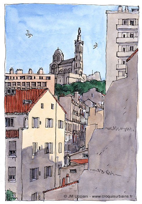 Vue sur Notre-Dame de la Garde à Marseille