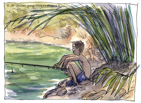 L'enfant qui pêche