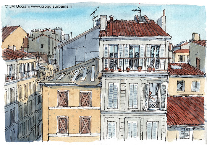Vue sur les toits de la rue d'Aix à Marseille