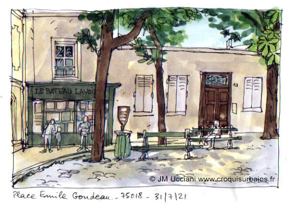 Place Emile Goudeau où se trouve le Bateau-Lavoir ancien atelier d'artistes.