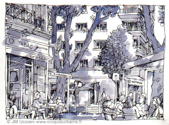 À l'ombre des arbres en terrasse dans les rues et les places de Marseille