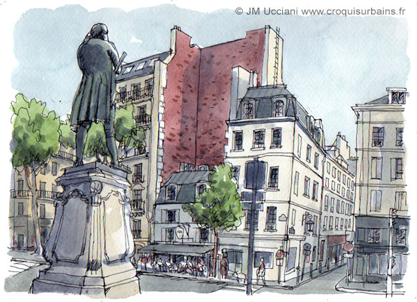 La statue de Beaumarchais quartier Bastille